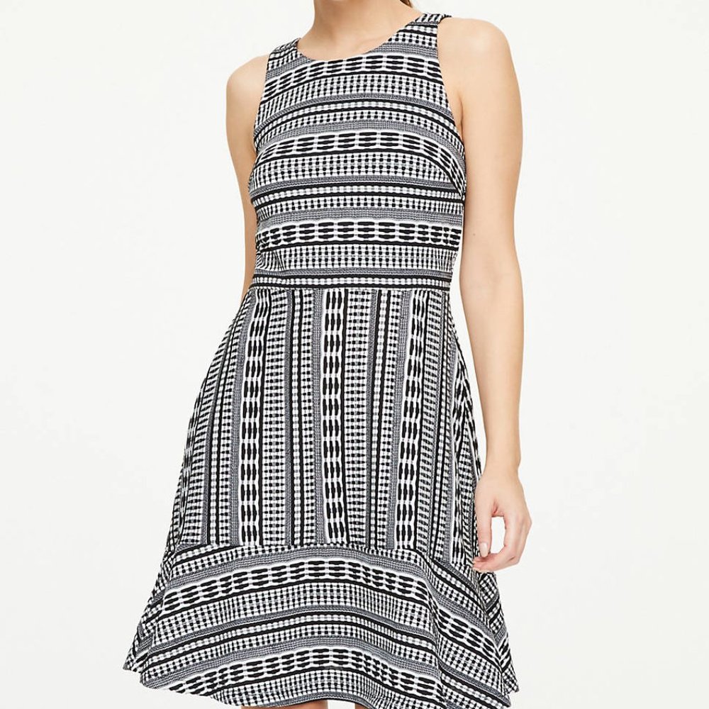 LOFT Geo Textured Flare Dress